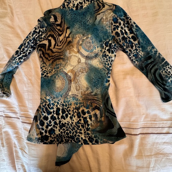 Frank Lyman top Teal beige and black - Picture 4 of 6